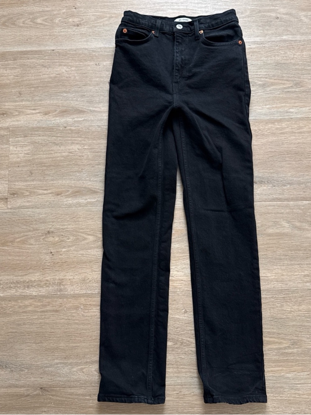 Re/Done Black Straight Leg Jeans 25